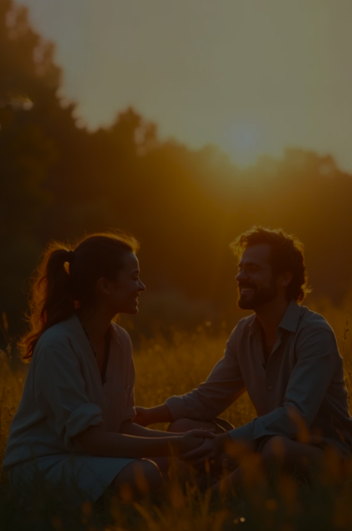 A family of two laughing together
