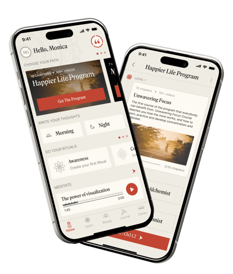The picture of the main screen of the app featuring the Introduction to Meditation course